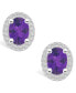 ფოტო #3 პროდუქტის Amethyst (2-3/8 ct. t.w.) and Diamond (3/8 ct. t.w.) Halo Stud Earrings in 14K White Gold