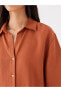 Düz Kısa Kollu Oversize Keten Karışımlı Kadın Gömlek