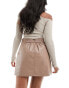 Фото #4 товара River Island elastic back mini skirt in brown