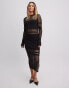 Фото #2 товара NA-KD knitted panelled midi dress in black