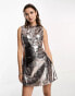 Amy Lynn Portia Lupe sleeveless mini dress with bra detail in gunmetal