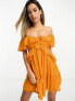 Фото #2 товара ASOS DESIGN ruffle cut out off the shoulder mini dress in orange