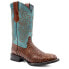 Ferrini Stampede Crocodile Square Toe Cowboy Mens Blue, Brown Casual Boots 4049