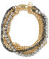 Two-Tone Crystal & Chain Multi-Row Flex Bracelet