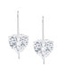 Фото #2 товара Silver Plated Brass Cubic Zirconia Heart Drop Earrings