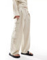 Mango relaxed straight leg co-ord trousers in beige