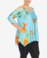 ფოტო #3 პროდუქტის Plus Size Floral Printed Cold Shoulder Tunic Top