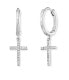 Silver hoop earrings Cross with zircons ERE-LILCROS-ZCR - фото #1