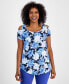 Фото #1 товара Women's Printed Short-Sleeve Cold-Shoulder Top, Created for Macy's