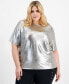 Фото #1 товара Trendy Plus Size Shine Drop-Shoulder T-Shirt, Created for Macy's