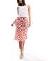 ASOS DESIGN knee length satin skirt in red stripe print