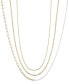 ფოტო #1 პროდუქტის 14k Gold Flash Plated White Enamel Paperclip Herringbone Chain Layered Necklaces, 3 Piece Set