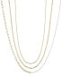 Фото #1 товара 14k Gold Flash Plated White Enamel Paperclip Herringbone Chain Layered Necklaces, 3 Piece Set