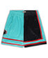 Men's Black, Turquoise Memphis Grizzlies Big and Tall Hardwood Classics Split Swingman Shorts