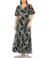 Фото #4 товара Women's Plus Size Sheer Sleeve V Neck Floral Embroidered Gown