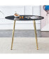 Modern Minimalist 40" Circular Dining Table, Faux Black Marble, Gold Legs