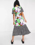 Topshop Petite bold floral mix and match midi dress in multi 32 - фото #6