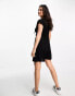 Фото #2 товара Vero Moda linen touch tie front mini dress in black