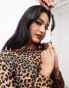 ASOS EDITION long sleeve bias cut maxi dress in leopard print