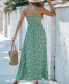 Women's Green Ditsy High Neck Sleeveless Maxi Beach Dress