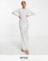 Фото #1 товара Jaded Rose Petite Modest long sleeve maxi dress in silver sequin