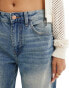 Bershka high waisted wide leg jeans in dirty mid blue wash