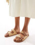 New Look double strap sandal with raffia in tan Бежевый, 36 - фото #1