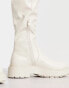 Фото #6 товара New Look over the knee chunky stretch flat boots in Cream