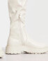 New Look over the knee chunky stretch flat boots in Cream