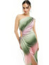 Фото #3 товара Style Cheat one shoulder satin midaxi dress in ombre effect