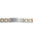 ფოტო #2 პროდუქტის Engrave Name Bar Identification ID Bracelet Cross X Link Band For Men Two Tone Matte Gold Plated Stainless Steel 8 Inch