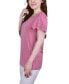 ფოტო #3 პროდუქტის Petite Short Flutter Sleeve Pullover Top