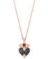 ფოტო #1 პროდუქტის Black Diamond (1/10 ct. t.w.) & Garnet Accent Heart & Dagger Evil Queen Pendant Necklace in 10k Rose Gold, 16" + 2" extender
