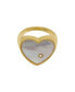 14K Gold Plated Heart White Imitation Mother of Pearl Signet Ring