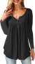 Фото #30 товара Amoretu Women's V-Neck Button Down Blouse, Solid Tunic Long Sleeve / Short Sleeve Tops