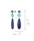 Multi Shape 3 Multi-Tier Dangling Cultured Freshwater Grey Pearl Natural Gemstone Blue Turquoise Navy Sodalite Long Teardrop Earrings For Women