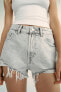 TRF HIGH-WAIST CURVED DENIM SHORTS WITH RHINESTONES