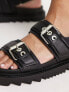 Stradivarius cross strap buckle chunky sandal in black