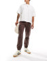 ASOS DESIGN tapered pull on linen cargo trouser in washed brown