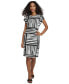 ფოტო #1 პროდუქტის Women's Printed Cape-Sleeve Sheath Dress