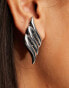 DesignB London large wave stud earrings in silver Серебристый - фото #3