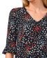 ფოტო #3 პროდუქტის Women's V-Neck Ruffle-Cuff Top