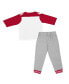 ფოტო #2 პროდუქტის Toddler Boys Crimson, Heather Gray Oklahoma Sooners Jingtinglers Football V-Neck Jersey T-shirt and Pants Set