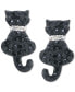 ფოტო #1 პროდუქტის Crystal Cat Stud Earrings in Sterling Silver