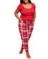 ფოტო #1 პროდუქტის Caileigh Women's Plus-Size Pajama T-shirt & Jogger Set