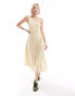 Фото #1 товара Reclaimed Vintage midi dress with one shoulder detail in buttermilk yellow