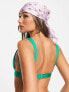 Фото #2 товара Free Society mix and match deep band triangle bikini top metallic green
