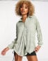 ASOS DESIGN oversized plisse shirt in olive