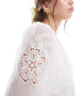 Фото #4 товара Mango tie front embroidered blouse in white