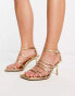 ASOS DESIGN Wide Fit Hamper strappy mid heeled sandals in gold